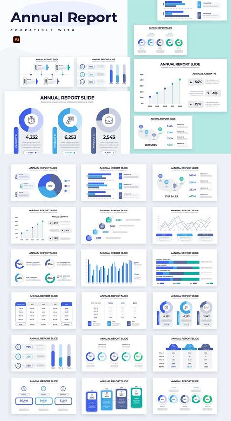 Business Annual Report Illustrator Infographics AI - 20+ Unique slides Business Report Design, Eco Friendly Logo Design, Dashboard Design Template, Annual Report Layout, Slideshow Design, Report Design Template, Report Powerpoint, Presentation Slides Design, Design Thinking Process