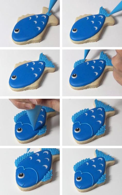 Fish Biscuits, Icing Cookies Tutorial, Thai Fish, Biscuit Decoration, Fish Cookies, Beach Cookies, Sugar Cookie Royal Icing, Summer Cookies, Creative Cookies