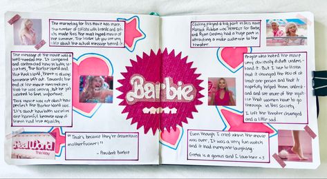 Aesthetic Pink Journal, Movie Journal, Pink Journal, Barbie Aesthetic, Barbie Theme, Bullet Journal Diy, Barbie Movie, Journal Aesthetic, Barbie Dream House