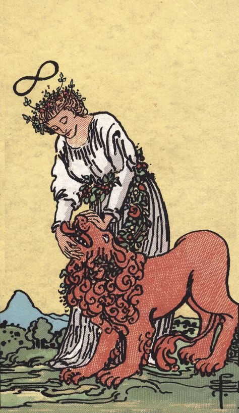 Rider Waite Tarot Cards, Strength Tarot, Fierce Lion, Tarot Tattoo, The Hierophant, Rider Waite Tarot, Tarot Cards Art, Facing Challenges, Rider Waite