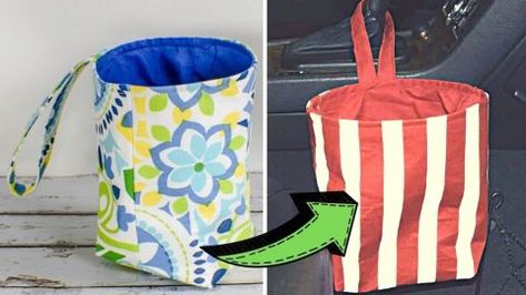 Beginner-Friendly Car Trash Bag Sewing Tutorial | DIY Joy Projects and Crafts Ideas Fabric Car Trash Bag, Diy Car Garbage Bag, Car Waste Basket Diy, Car Garbage Bags Pattern, Car Trash Bag Diy, Bag Sewing Tutorial, Interfacing Fabric, Diy Joy, Car Garbage