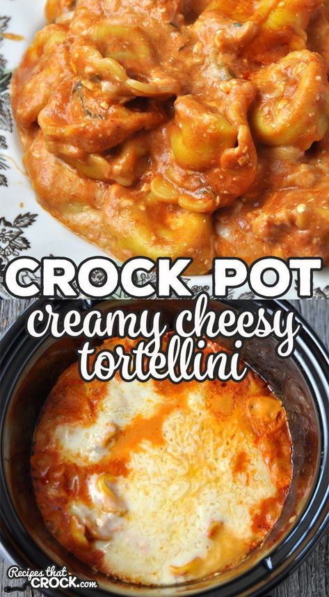 Crockpot Cheesy Tortellini Recipe, Slow Cooker Cheesy Tortellini, Tortellini Crockpot Recipe, Crockpot Tortellini Recipes, Tortellini Recipes Crockpot, Crockpot Tortellini, Crock Pot Tortellini, Cheese Tortellini Recipes, Cheesy Tortellini