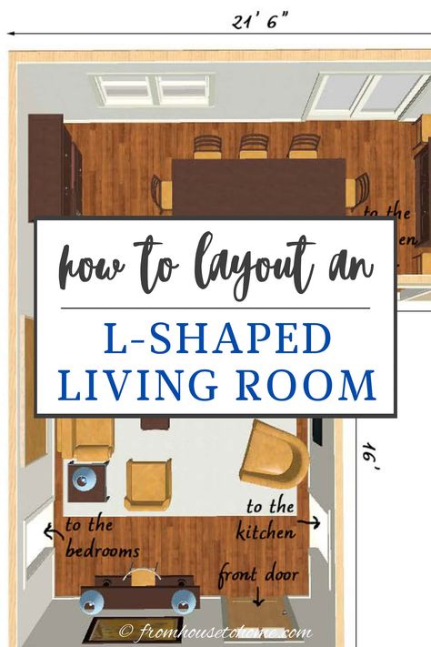 L-Shaped Living Room Layout Ideas: How To Arrange Your Furniture | Interior Design L Shaped Lounge Dining Layout, 15x13 Living Room Layout, Living Room With L Shaped Couch, L Shape Couch Living Room Layout, L Shape Living Room Layout, L Shaped Living Room Layout, Awkward Living Room, Living Room Layout Ideas, L Shaped Living Room