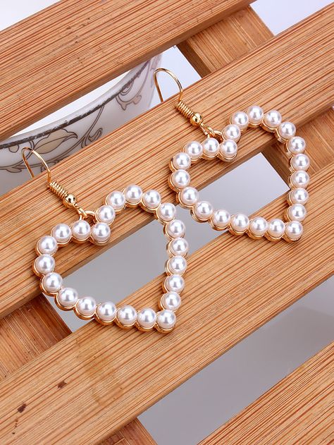 Faux Pearl Heart Drop Earrings Heart Socks, Rhinestone Bow, Valentines Outfits, Heart Drop Earrings, Valentine's Day Outfit, Watches Women Fashion, Fashion Wishlist, Fashion Jewelry Earrings, Online Earrings