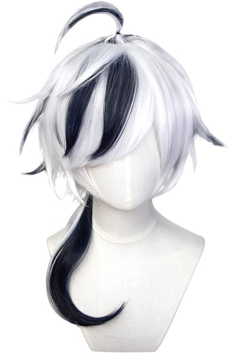 Short Cosplay Wigs, Cool Hair Designs For Men, Oc Hairstyles Ideas, Hair Styles References, Male Hair Ideas, Wig Reference, Brown Hair Cosplay, White Hair Short, White Hair Character