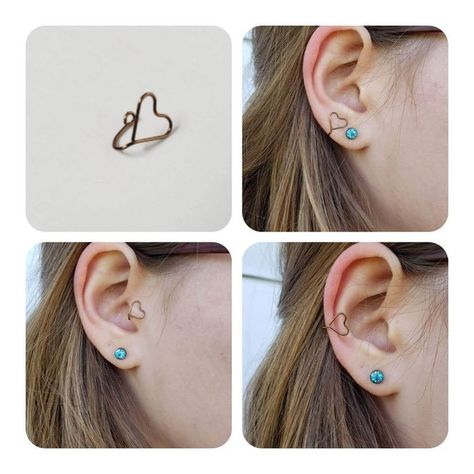 Ear Cuff Tutorial, Ear Cuff Diy, Heart Ear Cuff, Cuffs Diy, Wire Ear Cuffs, Anting Manik, Making Rings, Wire Jewelry Rings, Wire Diy