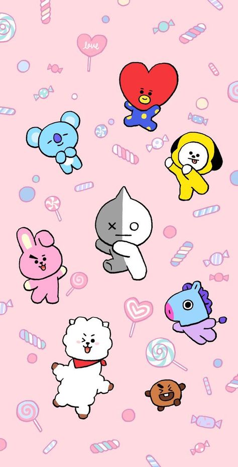 BT21 Wallpaper 🖌️ Whats Wallpaper, Bts Group Photos, Army Wallpaper, Bts Drawings, Line Friends, Bts Chibi, Kawaii Wallpaper, Bts Lockscreen, Kpop Wallpaper