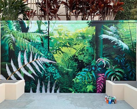 Fence Murals, Brewery Ideas, Walls Painting, Street Art Mural, Dark Jungle, Fern Forest, Jungle Boogie, Jungle Mural, Mural Artist