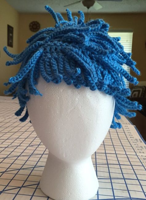 Crochet Wig Pattern, Yarn Wig, American Girl Crochet, Crochet Wig, Diy Wig, Crazy Hats, Wig Hat, Art Things, Crochet Baby Dress