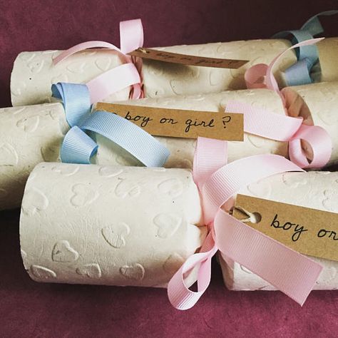 Baby Gender Reveal Crackers  Baby Shower  Boy or Girl Lokta Paper, Pink Confetti, Baby Gender Reveal, Wedding Gift Favors, Baby Gender, Wedding Place, Baby Shower Gender Reveal, Wedding Place Cards, Reveal Parties