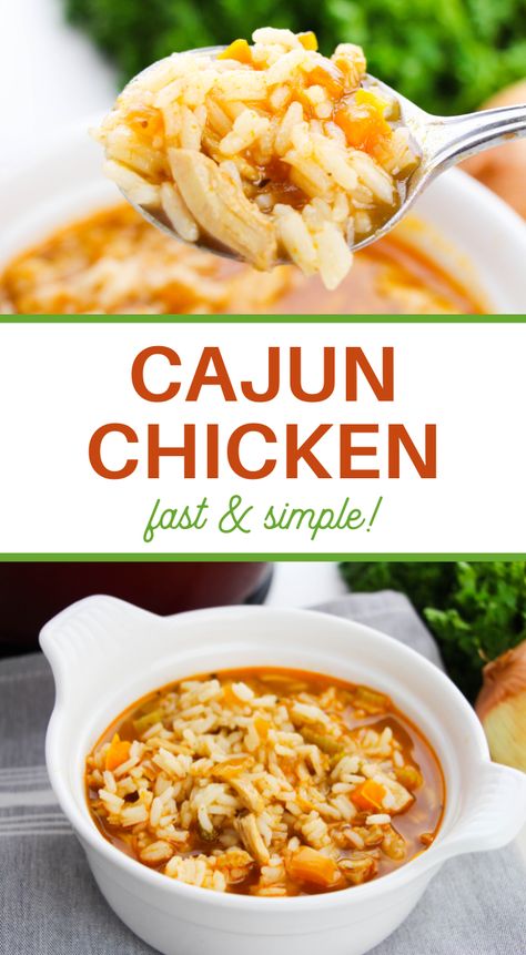 Grab your soup bowl and get ready to love this Cajun Chicken & Rice Soup Recipe! One bowl of this hearty soup will have you wanting more! Chicken And Soup Recipes, Cajun Soups, Cajun Soups And Stews, Chicken Sausage Soup Recipes, Soup Recipes Spicy, Cajun Chicken Soup, Best Chicken And Rice Soup Recipe, Soup With Rice Recipes, Soups With Rice