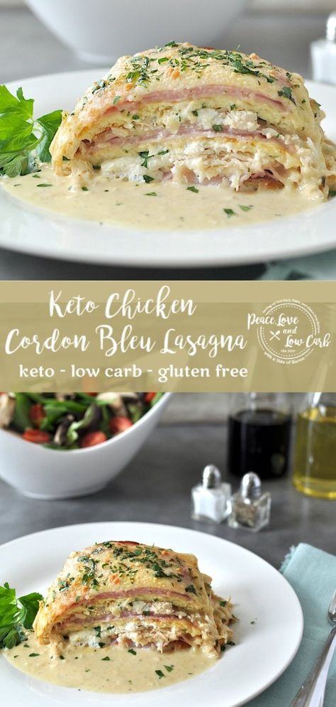 Cordon Bleu Lasagna, Chicken Cordon Bleu Lasagna, Healthier Dinners, Lack Motivation, Keto Noodles, Peace Love And Low Carb, Healthy Low Fat Recipes, Cordon Blue, Low Carb Lasagna