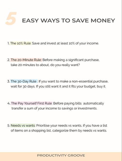 A image displaying 5 ways to save money. Saving money budget, money saving meals, best money saving tips, start saving money, money tips, money skills, money savers, money saving plan, budget saving, frugal tips. Simple Ways To Save Money, How To Budget Your Money, How To Pay Bills And Save Money, How To Save Money As Student, How To Save Money Fast, Mercury Scorpio, Money Tips For Teens, Saving Money Aesthetic, Money Saving Tips For Teens