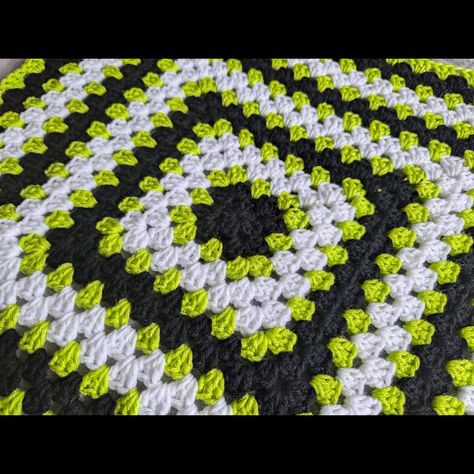 I love how clean a good granny square works up. These colors are also rocking together.   Colors are Big Twist Value White, Black, & Slime   #fleetingobsessionsart #fleetingobsessionscrafts #grannysquare #square #beetlejuicebeetljuice #beetlejuice #grannystitch Beetlejuice Granny Square, Frankenstein Granny Square, Beetlejuice Crochet Pattern, Beetlejuice Knitting, Beetlejuice Sandworm Crochet Pattern Free, Black Slime, Yarn Patterns, Big Twist, Beetlejuice