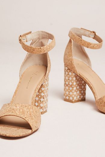 Anthropologie Printed Cork Heeled Sandals Cork Heels Outfit, High Heel Sandals Outfit, Bags Ideas, Giuseppe Zanotti Heels, Cork Sandals, Cork Heels, Northern Soul, Cork Wedges Sandals, Color Rojo