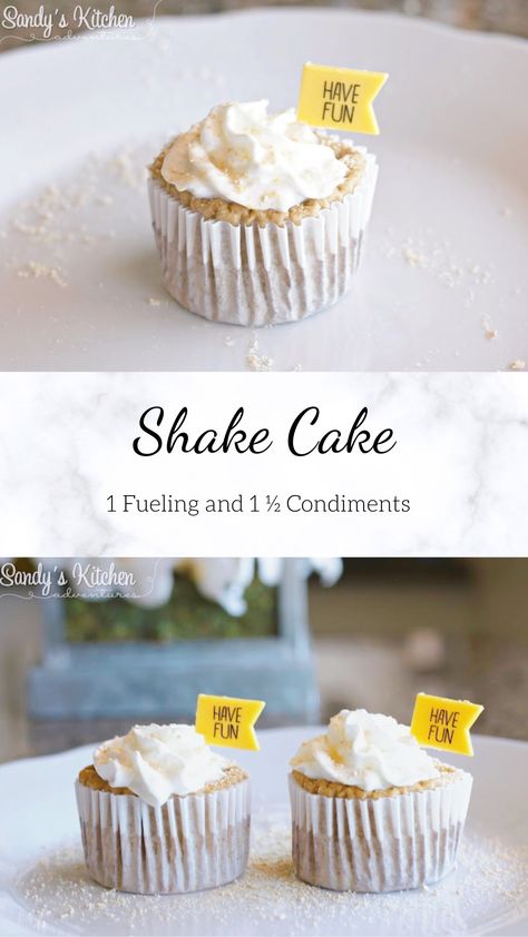 Optavia Cupcakes, Shake Cakes Optavia, Optavia Approved Desserts, Optavia Shake Muffins, Optavia Shake Fueling Hacks, Optivia Shake Hack, Optavia Cinnamon Roll Cake Mix Hack, Optavia Shake Cake, Optavia Peanut Butter Shake Hack