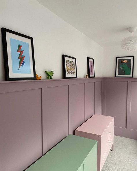 Lilac Panelling, Lilac Wall, Wall Panelling, Designer Wall, Purple Paint, Lilac Purple, Soft Pastel, Wall Paneling, Make It