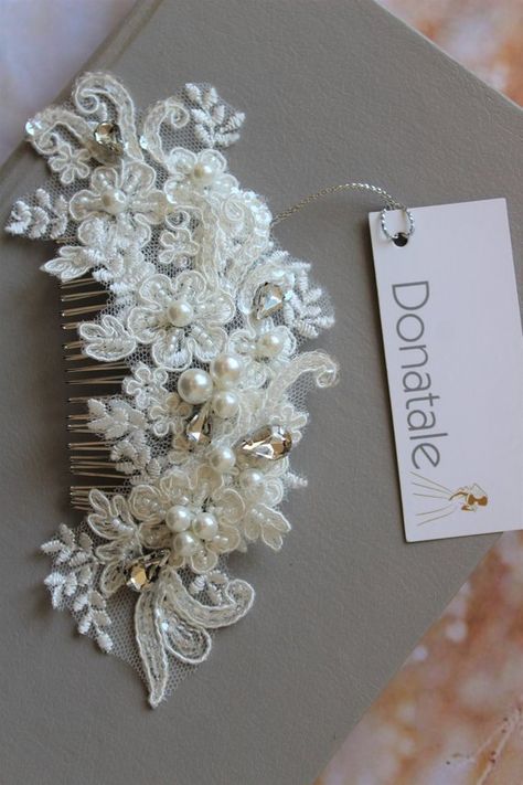 Bridal hair comb Wedding hair piece Bridal headpiece | Etsy Lace Headpiece, Hair Piece Wedding Hair, Wedding Hairpiece, Hair Piece Wedding, Headpiece Diy, Wedding Cuff, Bridal Hair Headpiece, Hair Comb Bridal, Bridal Hair Piece