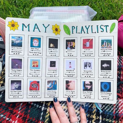 Playlist Bullet Journal, Journal Flatlay, Month Journal, Bullet Journal Spreads, Bullet Journal Ideas Templates, Music Journal, Bullet Journal Paper, Bulletin Journal Ideas, Kpop Journal