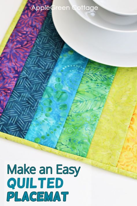 Sew A Placemat, How To Sew A Placemat, Free Placemats Patterns, Quilting Placemats Patterns Free, Placemats Patterns Free Sewing, Fabric Placemats Patterns, Easy Quilted Placemats Patterns Free, How To Make A Placemat Tutorials, Place Mat Patterns Free