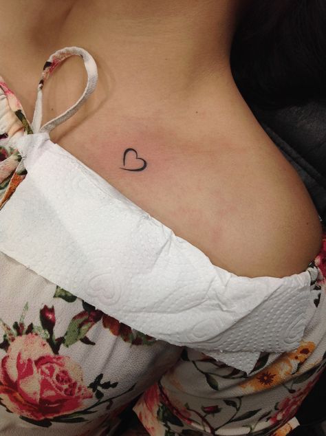 Open Heart Tattoo On Collar Bone, Front Shoulder Heart Tattoo, Small Heart Tattoos For Women On Chest, Heart Shape Tattoos For Women, Heart Tattoo On Chest Women, Heart Tattoo Collar Bone, Heart Tattoo On Collar Bone, Heart Tattoo On Shoulder, Heart Tattoo On Chest