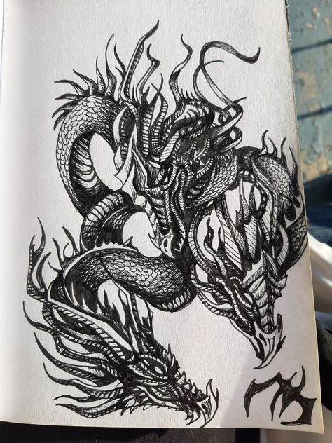 Pen and ink Greek Hydra Tattoo, Hydra Tattoo Design, Hydra Sketch, Hydra Dragon Drawing, Hydra Illustration, Hydra Tattoo, Tattoo Apprenticeship, Tattoo Sketch, I Work Out