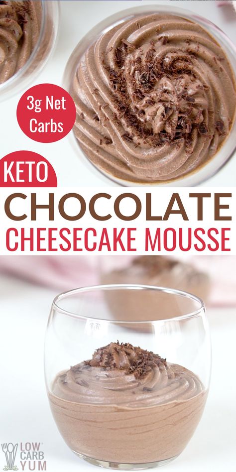 Chocolate Cheesecake Mousse, Low Carb Chocolate Mousse, Keto No Bake, No Bake Chocolate Cheesecake, Low Carb Low Fat Recipes, Baking Powder Uses, Cheesecake Mousse, Low Carb Low Sugar, Low Carb Treats