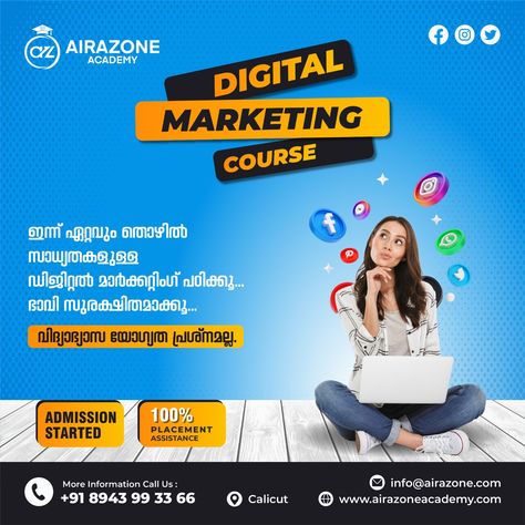 LEARN DIGITAL MARKETING COURSE AiraZone Academy 📍 Calicut 📞 +91 8943 99 33 66 . #digitalmarketingacademy #digitalmarketingcourses #learndigialmarketing #becomeadigitalmarketer #digitalmarketingcaree #digitalmarketingexpert #digitalmarketingtips #digitalmarketingstrategy #digitalmarketingguru #digitalmarketingtrends Digital Marketing Academy, Learn Digital Marketing, Digital Marketing Course, Marketing Course, Marketing Courses, Digital Marketing, Marketing