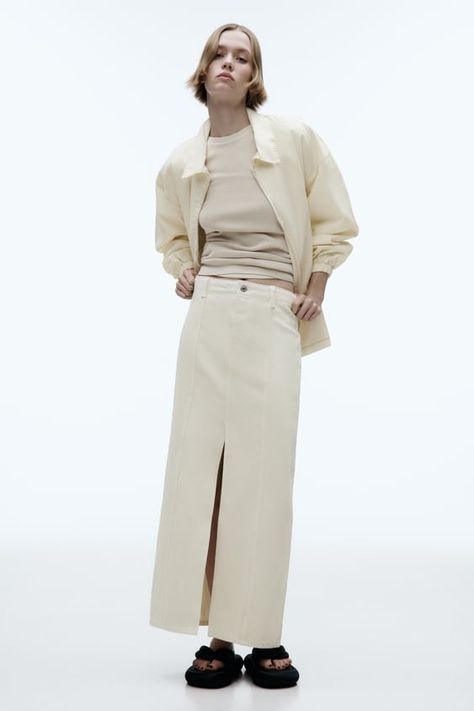 View All Coats Woman | ZARA United States Ecru Denim, Zara Set, Zara Midi Skirt, High Waist Long Skirt, Beige Pullover, Column Skirt, Long Denim Skirt, Long Puffer Coat, Pleated Long Skirt