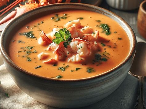 Keto Lobster Bisque, Steaming Lobster Tails, Easy Lobster Bisque, Keto Lobster, Bisque Recipes, Homemade Rock Candy, Lobster Bisque Recipe, Seafood Soups, Bisque Soup Recipes