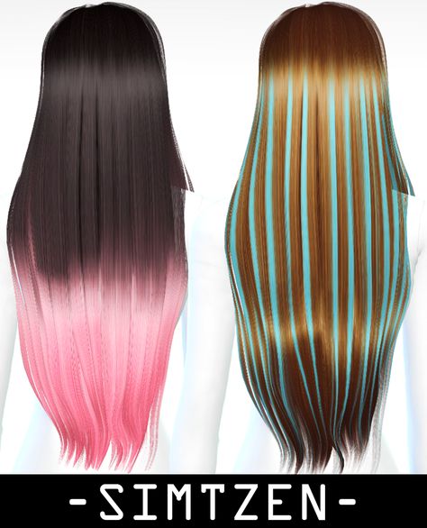 Highlights Sims 4 Cc, Sims 4 Hair Highlights, Hair Coloring Accessories, My Little Pony Hair, Download Sims, Two Color Hair, Sims 4 Cc Hair, 2 Hair Color, Long Hair Highlights