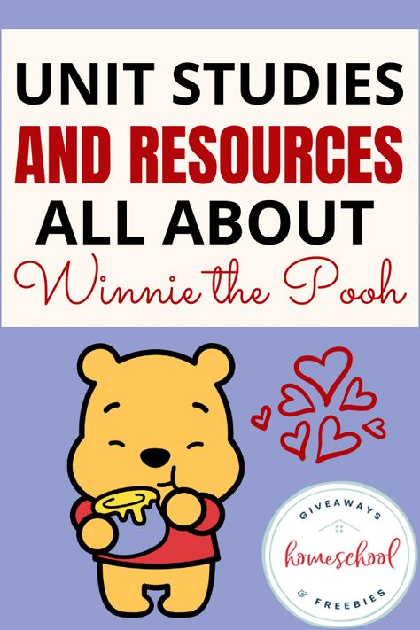 January 18 is National Winnie the Pooh Day! Your kids will enjoy learning with these unit studies and resources all about Winnie the Pooh. Winnie The Pooh Aa Milne, Winnie The Pooh Unit Study, Winnie The Pooh Kindergarten, Winnie The Pooh Worksheets, Winnie The Pooh Day Activities, Winnie The Pooh Activities For Kids, Winnie The Pooh Crafts For Kids, Winnie The Pooh Preschool, Winnie The Pooh Activities