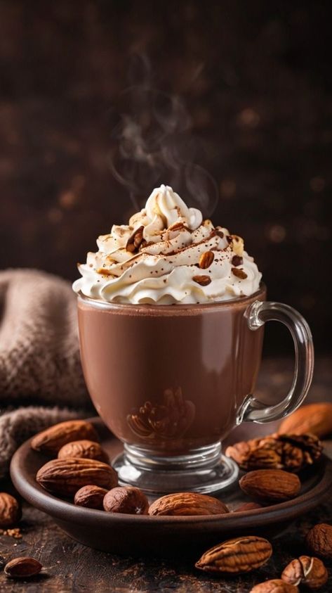 Hot Chocolate With Whipped Cream Aesthetic, Hot Chocolate Photography, Hot Cocoa Drink, Cafe Background, Nutella Hot Chocolate, Professional Food Photography, Coconut Hot Chocolate, Hot Chocolate Drink, Cocoa Drink