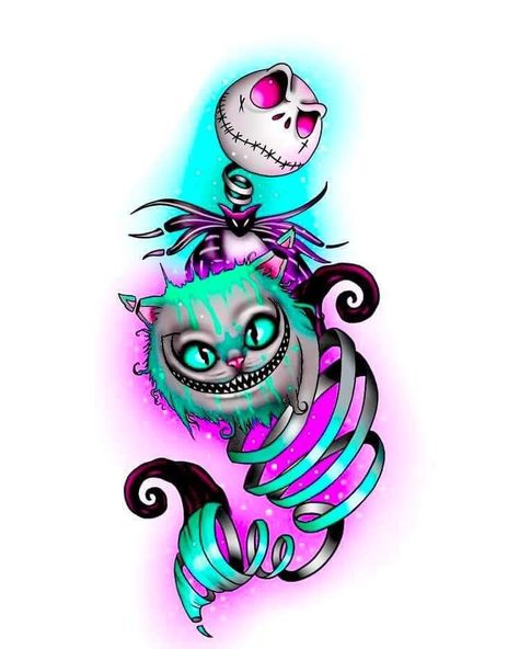 Tattoo Suzette, Jack Skellington Tattoo Ideas, Dark Disney Tattoos, Skellington Tattoo, Jack Skellington Tattoo, Tatoo 3d, Tim Burton Tattoo, Alice And Wonderland Tattoos, Nightmare Before Christmas Drawings