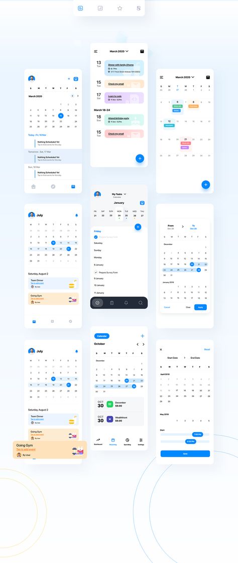 Calendars Ui Screens on Behance Calender Ui, Desain Ux, To Do App, Ui Ux 디자인, Web Design Mobile, Mobile App Design Inspiration, Calendar App, App Interface Design, Webdesign Inspiration