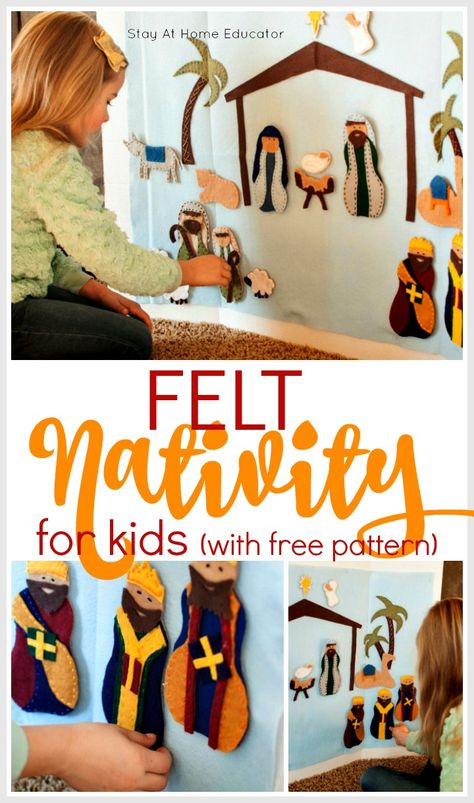 Diy Felt Nativity Free Pattern, Toddler Nativity Activities, Nativity Toddler Activities, Felt Nativity Pattern Templates, Diy Felt Nativity, Nativity Template, Nativity Activities, Nativity Diy, Nativity Activity