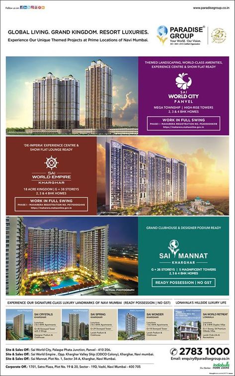 Check out our ad in The Times of India- Navi Mumbai  Website: www.paradisegroup.co.in  Contact: 022 27831000  #ParadiseGroup #RealEstate #Mumbai #NaviMumbai #LuxuryHomes #Residential #Property #Media #Newspaper #TOINaviMumbai Newspaper Ad For Real Estate, Property Ad, Estate Design, Real Estate Marketing Design, Real Estate Ads, Real Estates Design, Navi Mumbai, Creative Poster, Times Of India