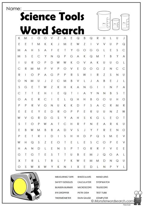 cool Science Tools Word Search Science Tools Worksheet, Stem Prek, Fun Science Worksheets, Activities Sheets, Science Word Search, Fun Chemistry, Passive Programming, Free Science Worksheets, Work Games