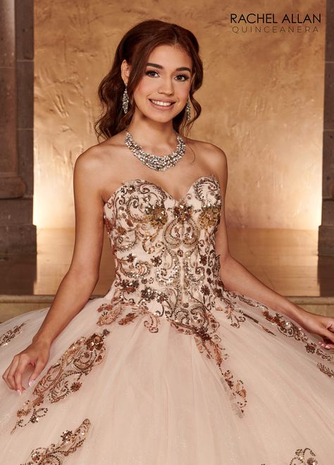 Quinceanera Couture Dresses | Alta Couture | Style - RQ3102 Detachable Puff Sleeves, Rachel Allan Prom Dresses, Couture Style, Strapless Sweetheart Neckline, Quinceanera Dress, Rachel Allan, Sequin Appliques, Sequin Embroidery, Prom Looks