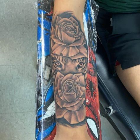 Top 61 Best Tiger Rose Tattoo Ideas - [2020 Inspiration Guide] Tiger Roses Tattoo, Tiger And Rose Tattoo Design, Rose Tattoo Design Forearm, Tiger With Roses Tattoo, Tiger And Rose Tattoo, Tiger Rose Tattoo, Tiger Tattoo Meaning, Money Rose Tattoo, Rose Tattoo Ideas