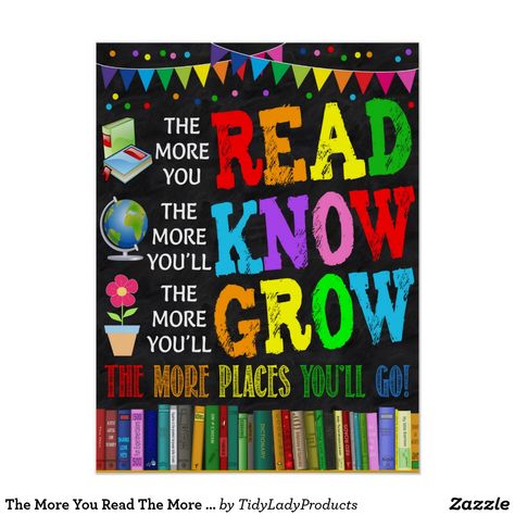 The More You Read The More You Know Poster School Library Posters, Library Poster, Printable Classroom Posters, Inspirational Readings, Reading Bulletin Boards, Library Posters, Library Signs, Reading Posters, Library Bulletin Boards