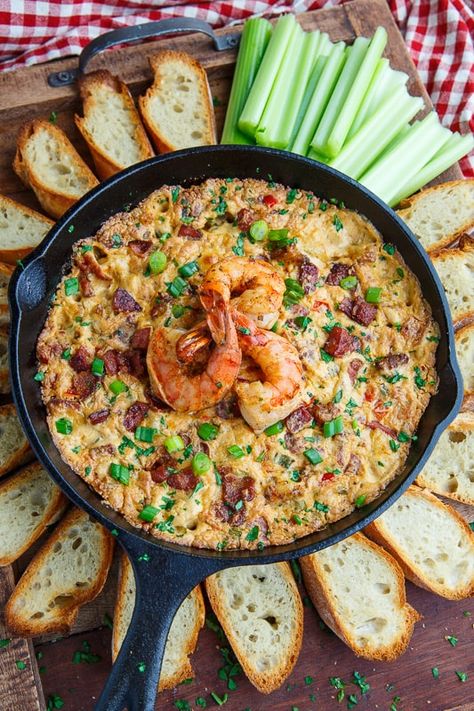 Cajun Shrimp and Andouille Cheese Dip Cajun Appetizers, Cajun Shrimp Recipes, Cheese Dip Recipe, Cajun Dishes, Cajun Creole Recipes, Mardi Gras Food, Cajun Cooking, Louisiana Recipes, Cajun Shrimp