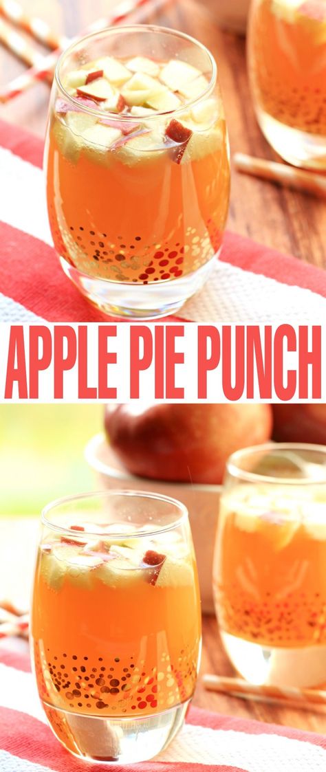 This Non Alcoholic Apple Pie Punch is the perfect virgin drink for fall and thanksgiving! Strain the apples and it is a kid-friendly punch too! Nonalcoholic Punch, Apple Pie Punch, Thanksgiving Sangria, Halloween Cooking, Bunco Themes, Nonalcoholic Drinks, Thanksgiving Punch, Virgin Cocktails, Easy Alcoholic Drinks