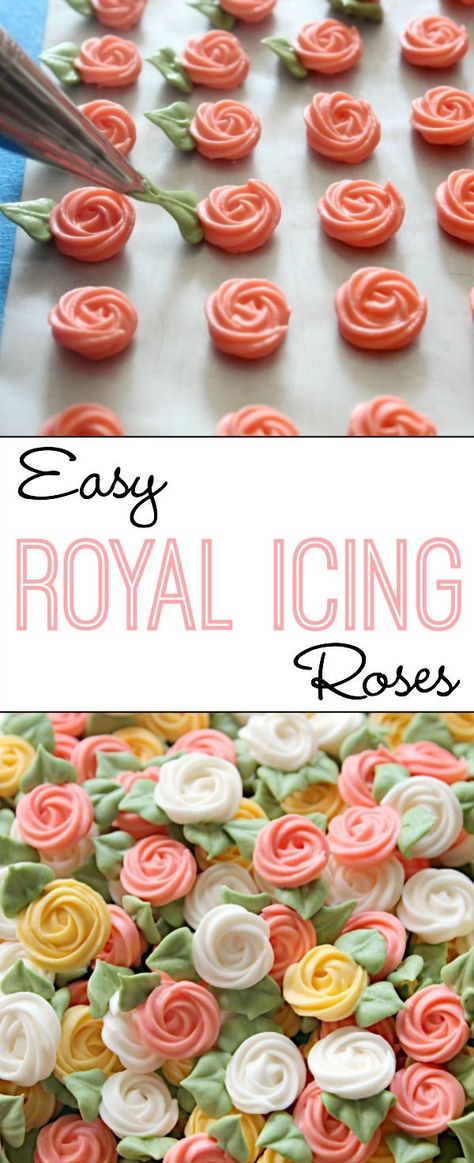 Royal icing roses have never been easier!  All you need is a star tip.  Learn how at sweetsugarbelle.com Royal Icing Roses, Icing Roses, Royal Icing Flowers, Icing Flowers, Piping Bag, Clotted Cream, Cake Icing, Icing Recipe, Ribbon Roses