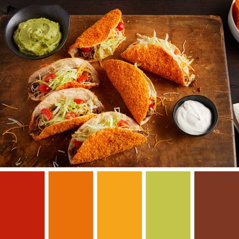 Blog Color Palette, Taco Shell, Nacho Chips, Colour Pallets, Paint Your House, Food Inspired, Color Schemes Colour Palettes, Taco Stuffed Shells, Nature Color Palette