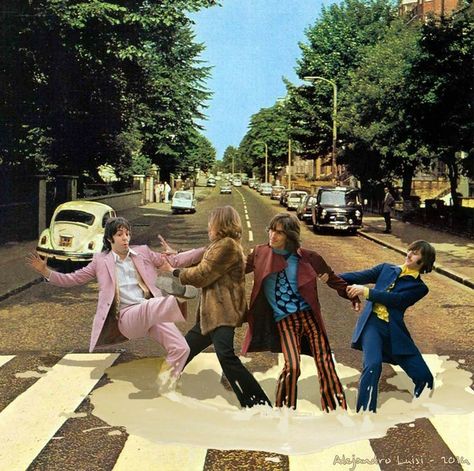 Beatles Painting, Abbey Road Crossing, Beatles Funny, Beatles Love, Beatles Pictures, Beatles Art, Linda Ronstadt, Beatles Abbey Road, Art Parody