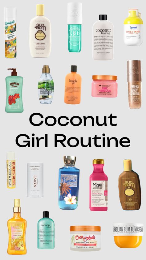 I love the smell of the beach! 🏝️ #coconut #coconutgirl #beach #preppy #routine #skincare #perfectlypreppy Coconut Girl Skincare, Preppy Routine, Girl Skincare, Preppy Skincare, Beach Preppy, Beach Coconut, Routine Skincare, Coconut Girl, Skin Care Routine