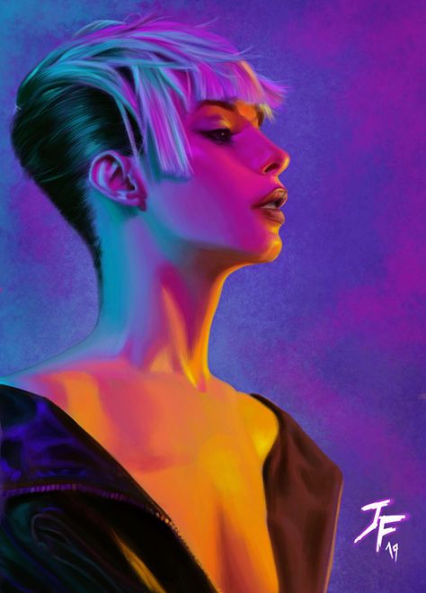 Digital painting Portrait on Behance Angel Ganev, Pop Art Paintings, Colorful Pop Art, Digital Painting Portrait, Internet Art, Neon Painting, Arte Cyberpunk, Arte Sketchbook, Neon Art