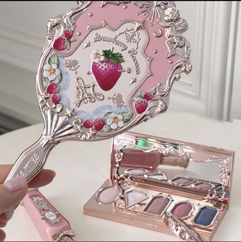 #mirror #strawberry Flower Knows Strawberry Rococo, Strawberry Rococo, Flower Knows, Pretty Pink Princess, Fancy Makeup, Pink Girly Things, Beauty Makeup Tips, Makeup Items, Makeup Pictures