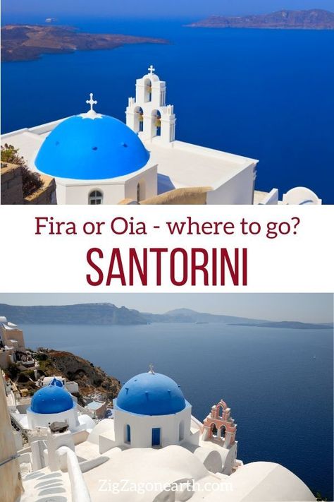 Oia vs Fira - where to stay in Santorini -- #santonini #greece | Santorini Travel Guide | Things to do in Santorini | Santorini photography | Santorini holiday | Santorini scenery | Santorini travel tips | Santorini itinerary | #Travel | Travel Inspiration | Scenery & Wanderlust | Best Travel destinations Where To Stay In Santorini, Santorini Itinerary, Fira Greece, Santorini Photography, Kamari Beach, Perissa Beach, Santorini Travel Guide, Fira Santorini, Things To Do In Santorini